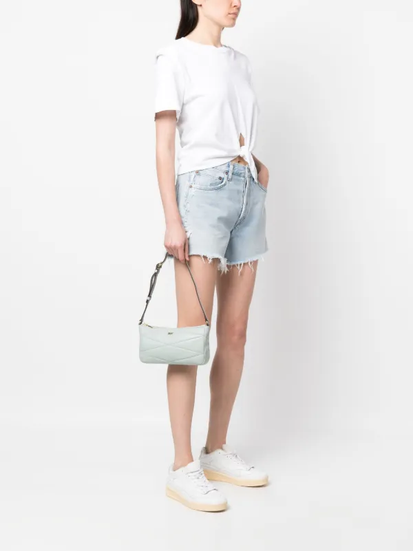dkny white quilted shoulder bag