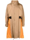 Toga Virilis taffeta detachable-hood midi coat - Brown