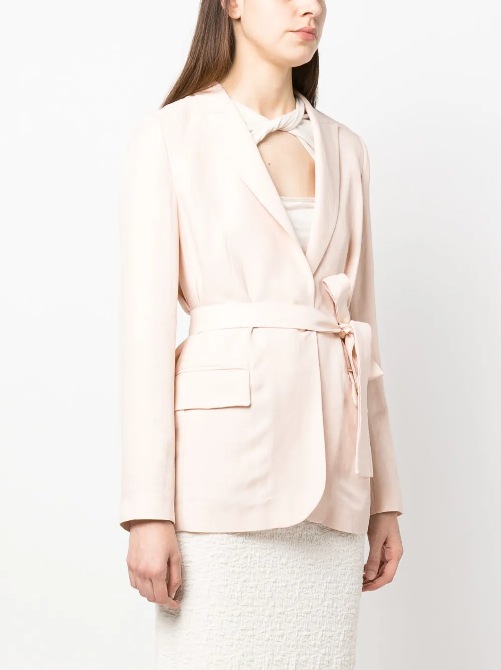 Twinset Single-breasted Tied-waist Blazer In Rosa