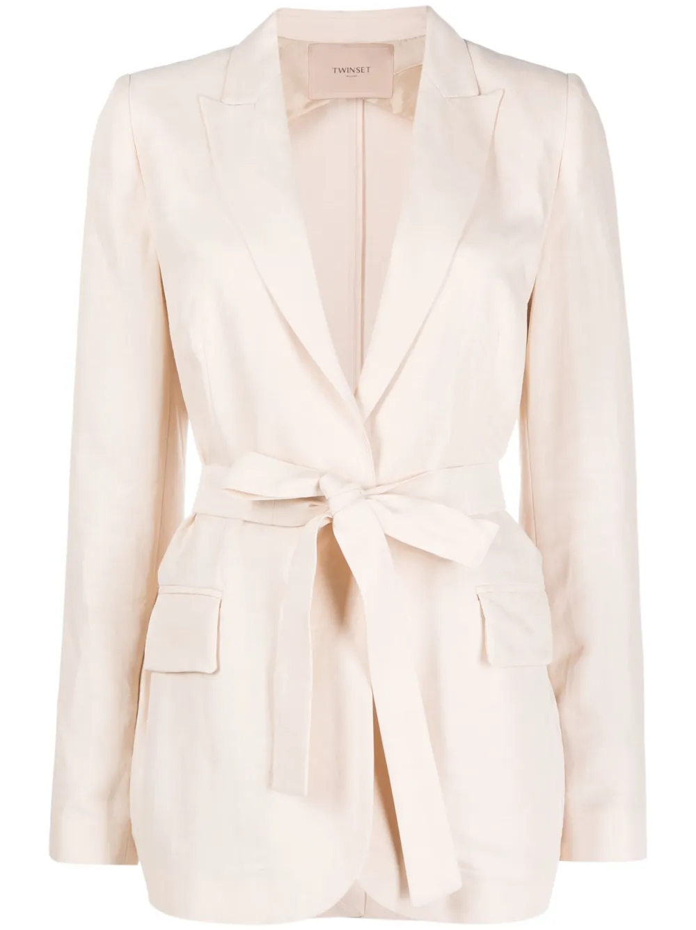 Twinset Single-breasted Tied-waist Blazer In Rosa