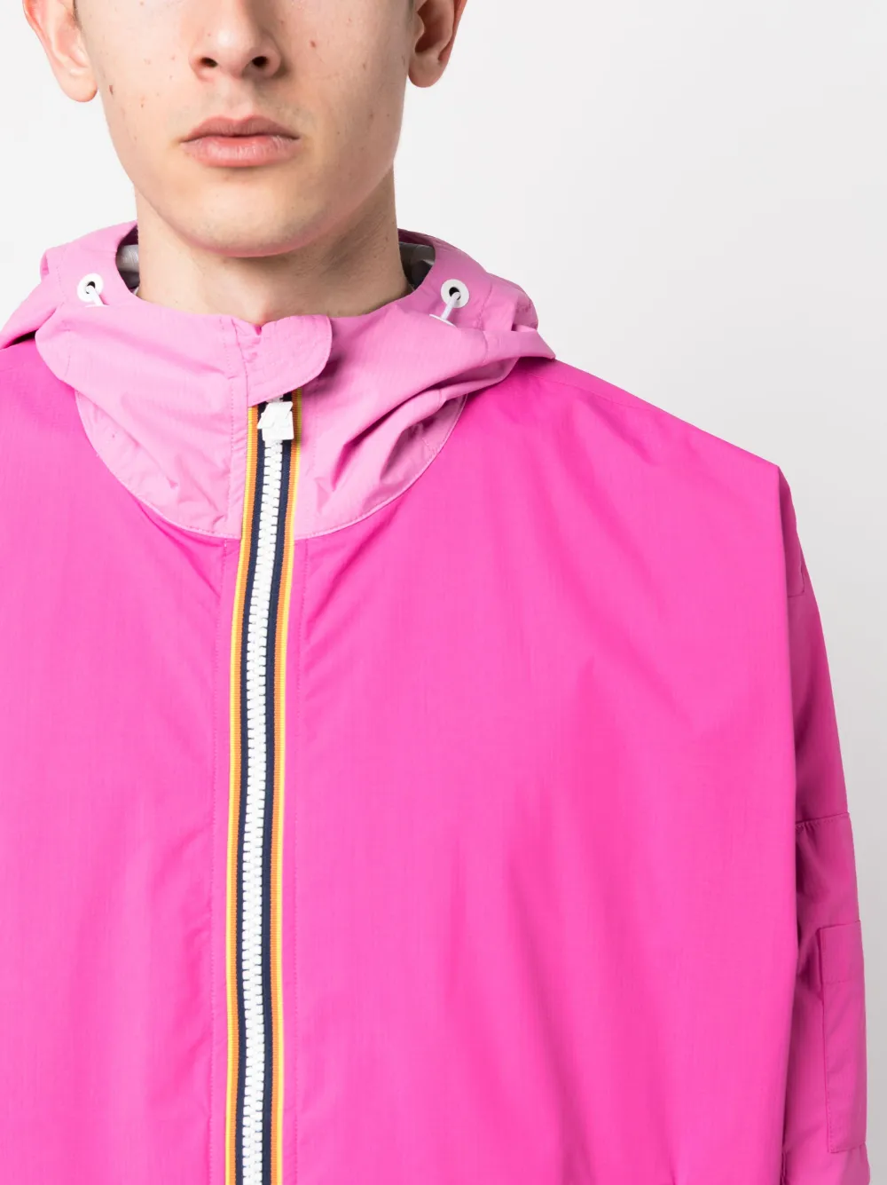 Striped-Edge Hooded Jacket