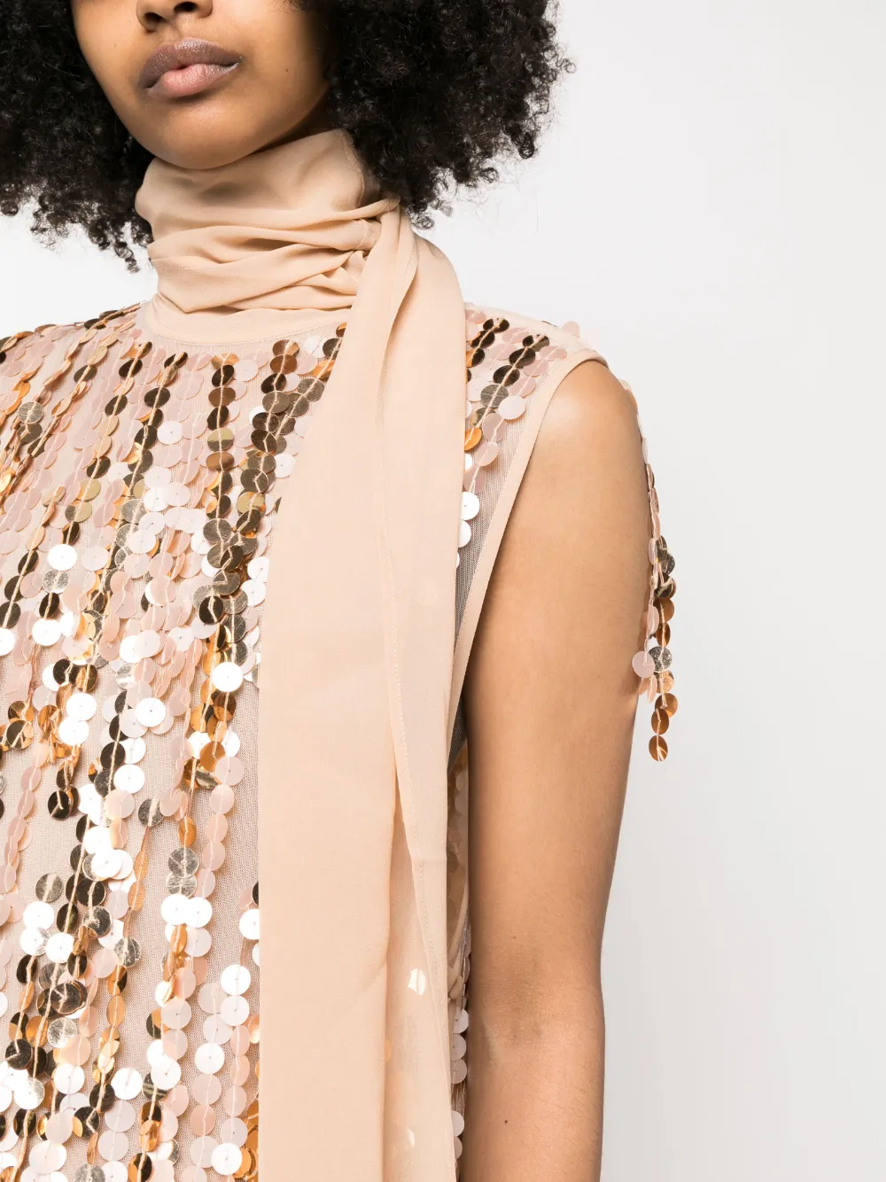 Sehnsucht Atelier Sleeveless Sequin Long Dress In Neutral