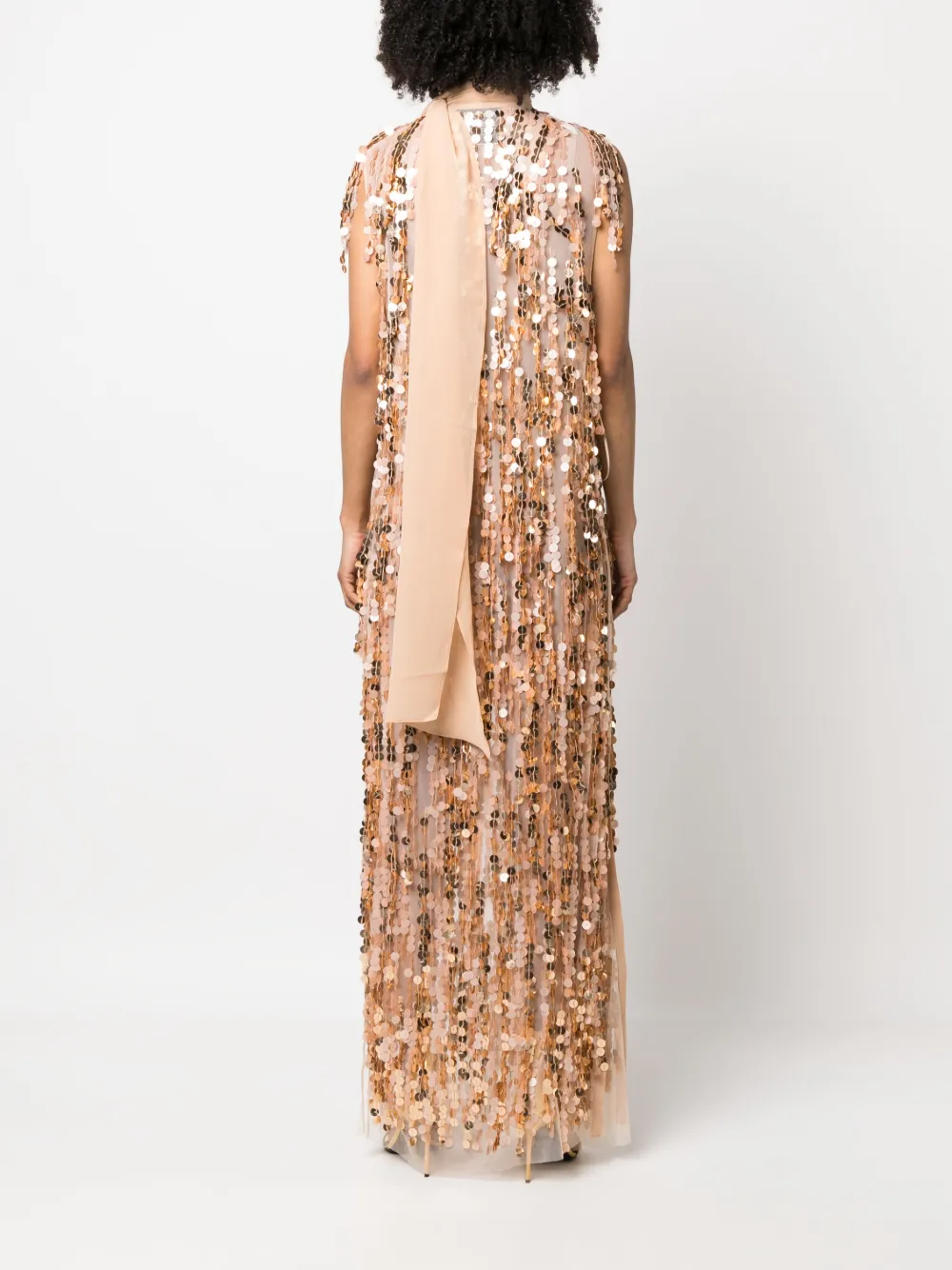 Sehnsucht Atelier Sleeveless Sequin Long Dress In Neutral