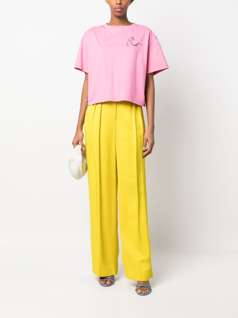 Rochas T-shirt met uitgesneden logo - Roze