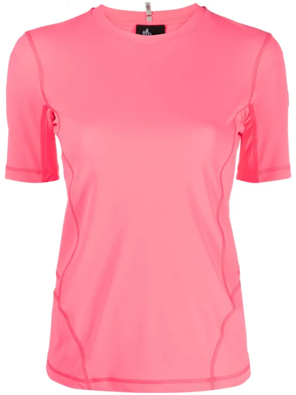 Moncler Grenoble Embossed-logo T-shirt in Pink