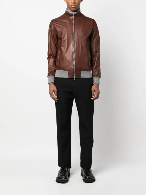 Armani leather jacket outlet mens