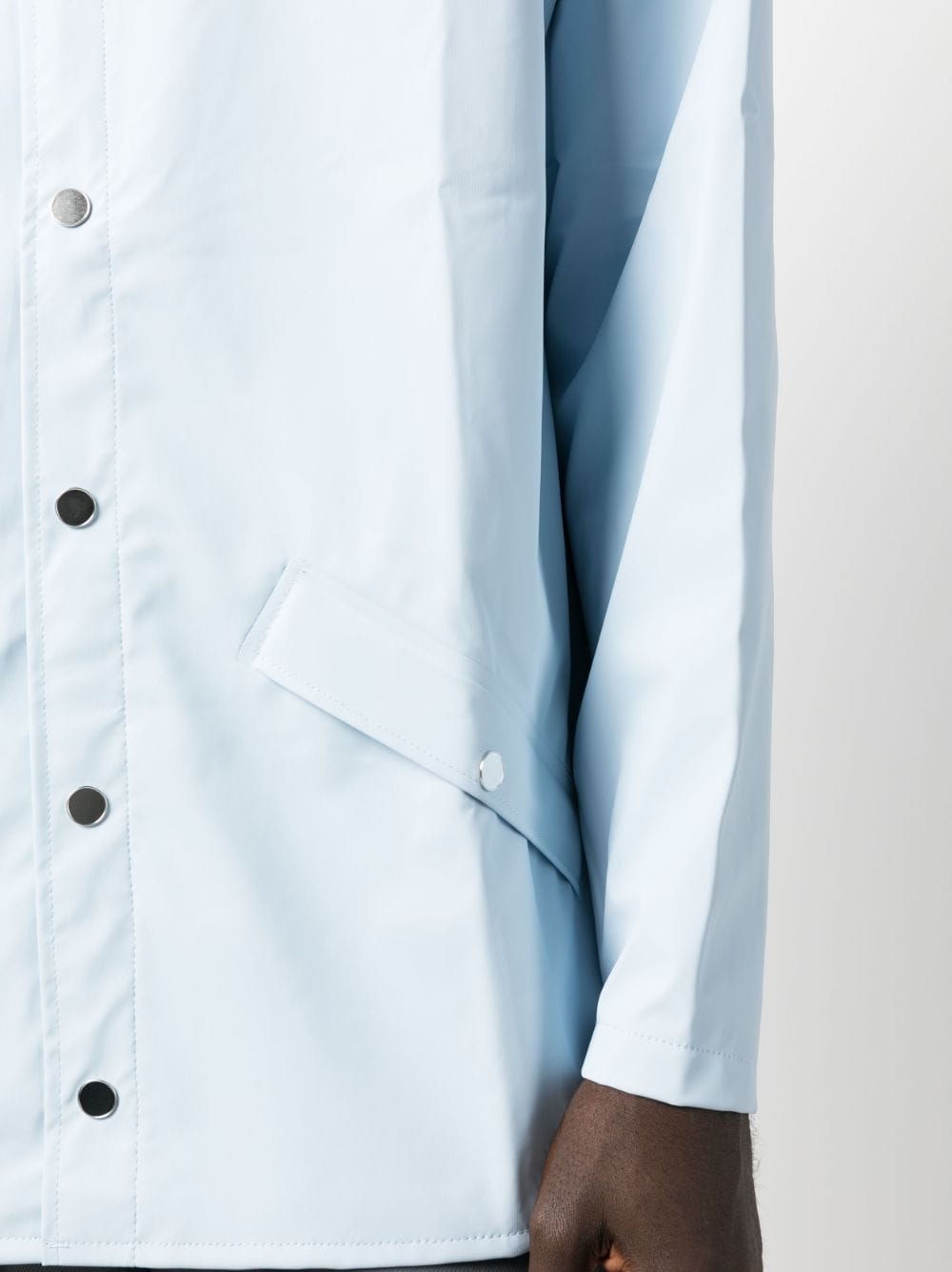 Shop Rains Drawstring-hood Buttoned Rain Jacket In Blue