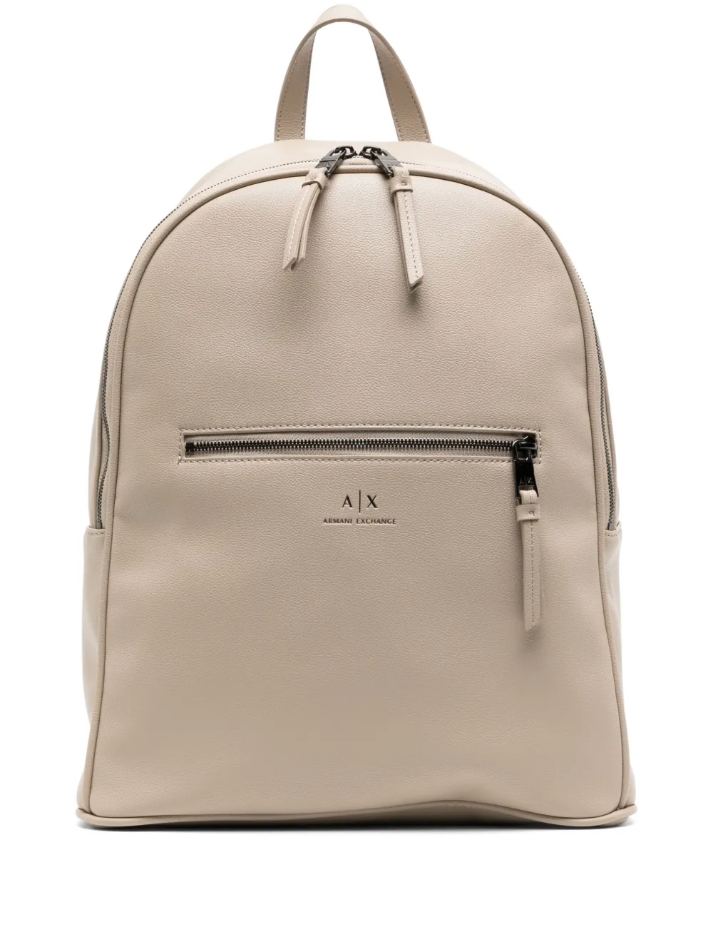 Armani Exchange Logo-debossed Pebbled-texture Backpack In Neutrals