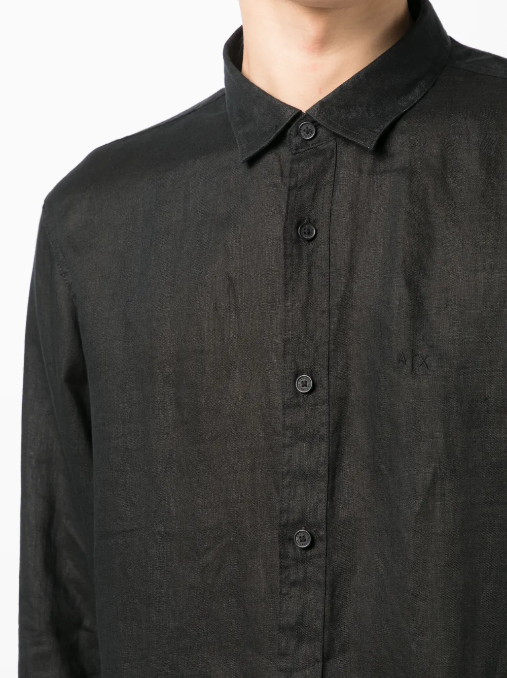 Armani Exchange Regular Fit Linen Shirt In Black ModeSens