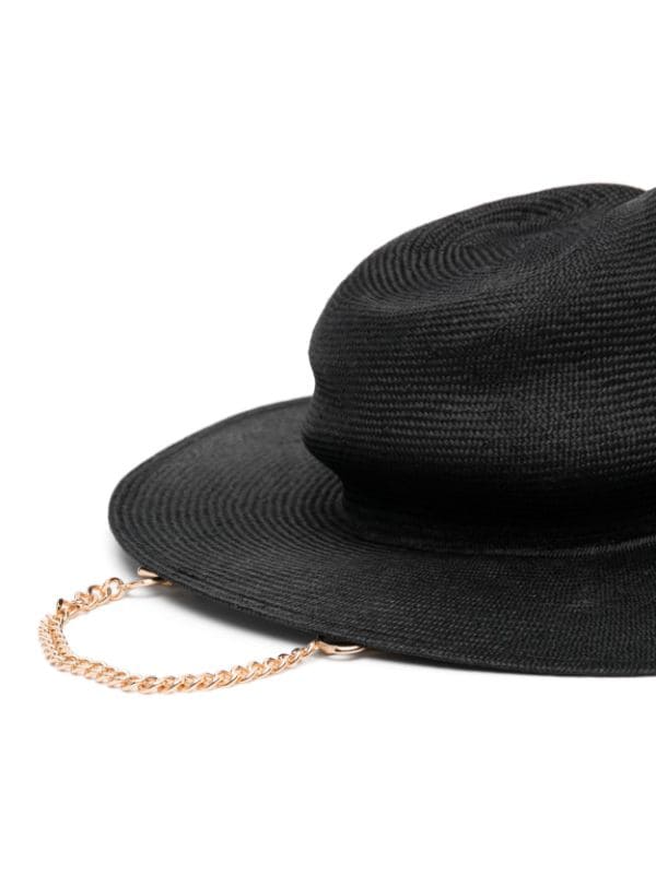 Chain Strap Felt Fedora Hat