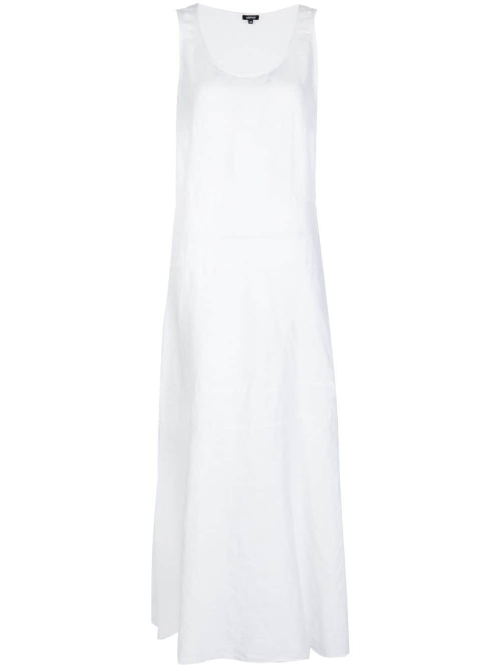 Aspesi Panelled Scoop-neck Linen Dresse In White