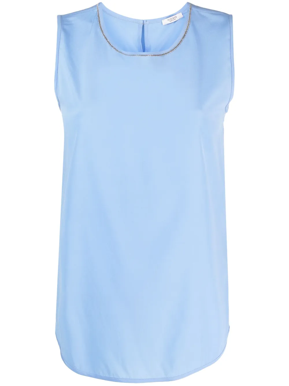 Peserico Bead-embellished Stretch-silk Top In Blue