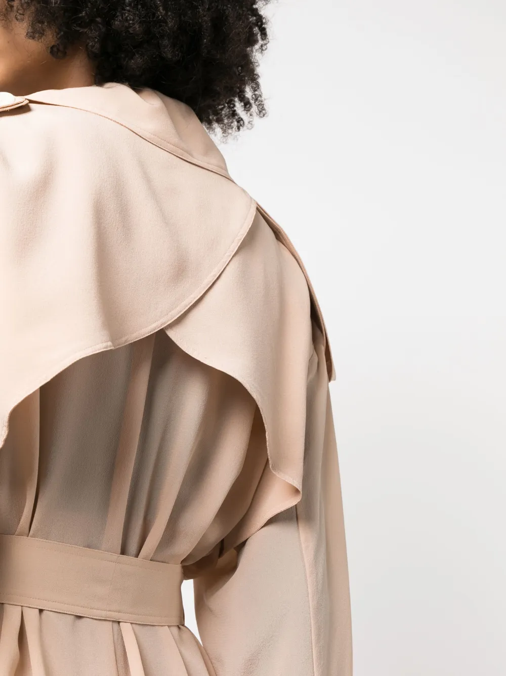 Sehnsucht Atelier Long Belted Silk Trench Coat In Neutral
