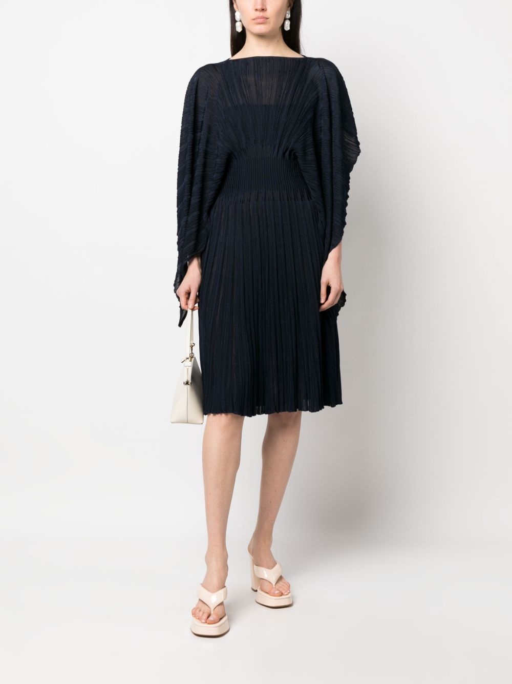 Shop Antonino Valenti Fully Pleated Slit-sleeve Dress In Blau