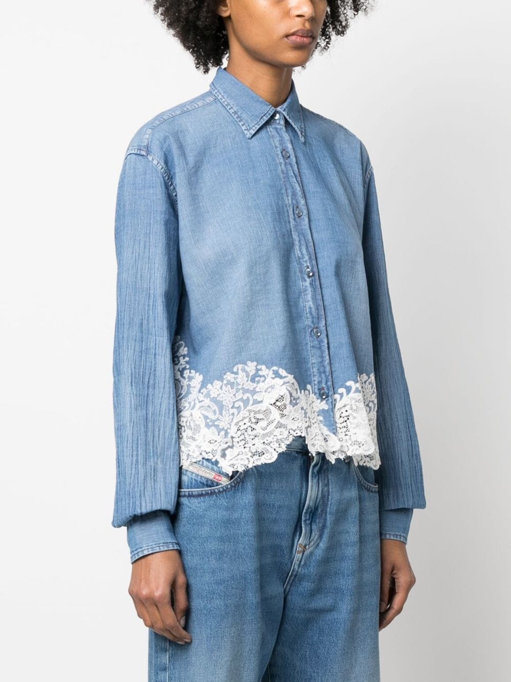 Shop Ermanno Scervino Broderie-anglaise Shirt In Blau