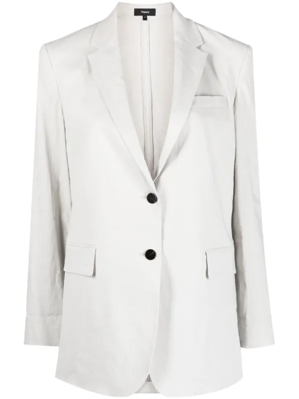 Theory Single-breasted Button Blazer in Grey