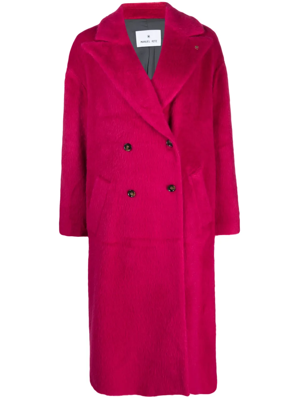 Manuel Ritz Double-breasted Faux-fur Maxi Coat In Pink