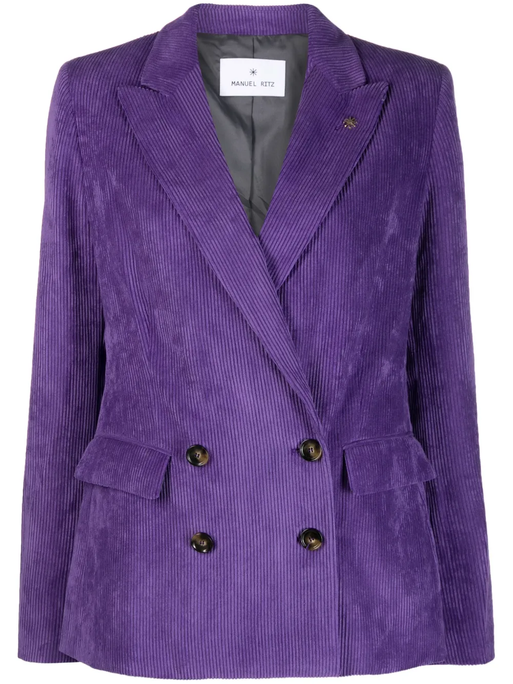 Manuel Ritz Corduroy Double-breasted Blazer In Purple