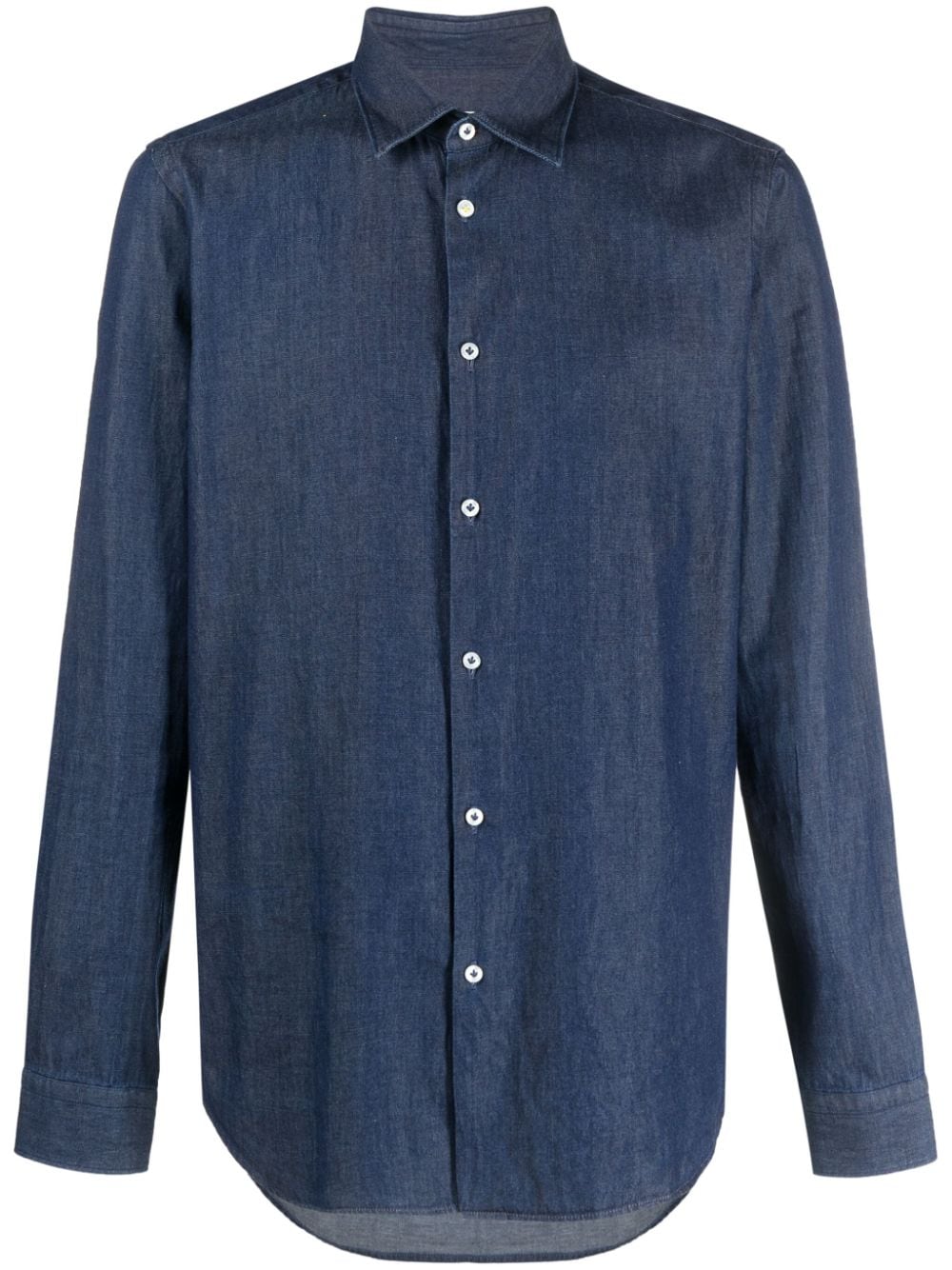 manuel ritz chemise en coton à manches longues - bleu