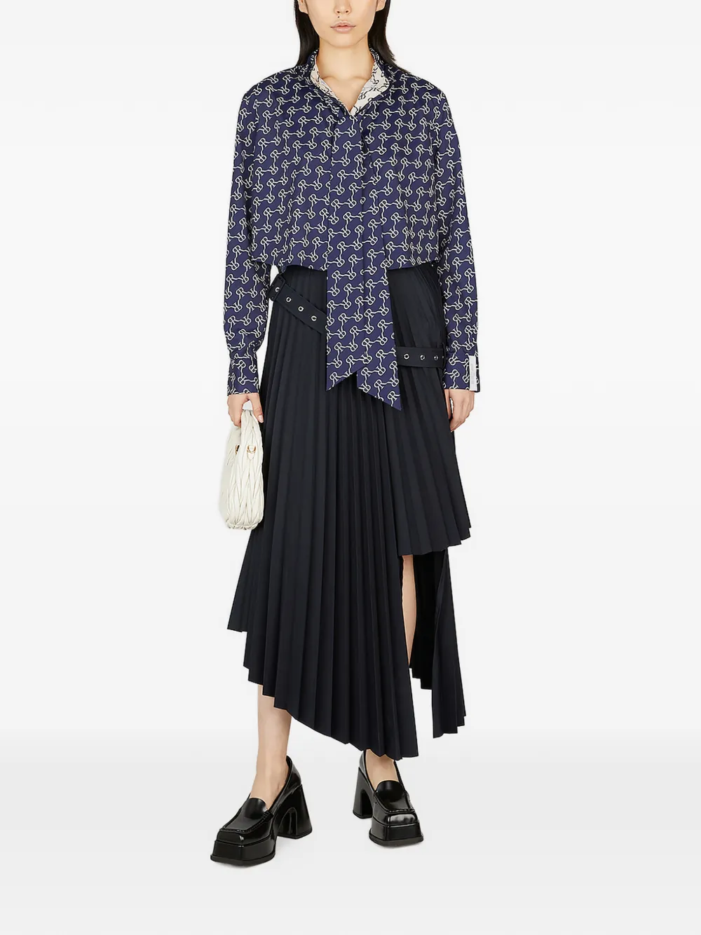 Rokh Blouse met monogram-print Blauw
