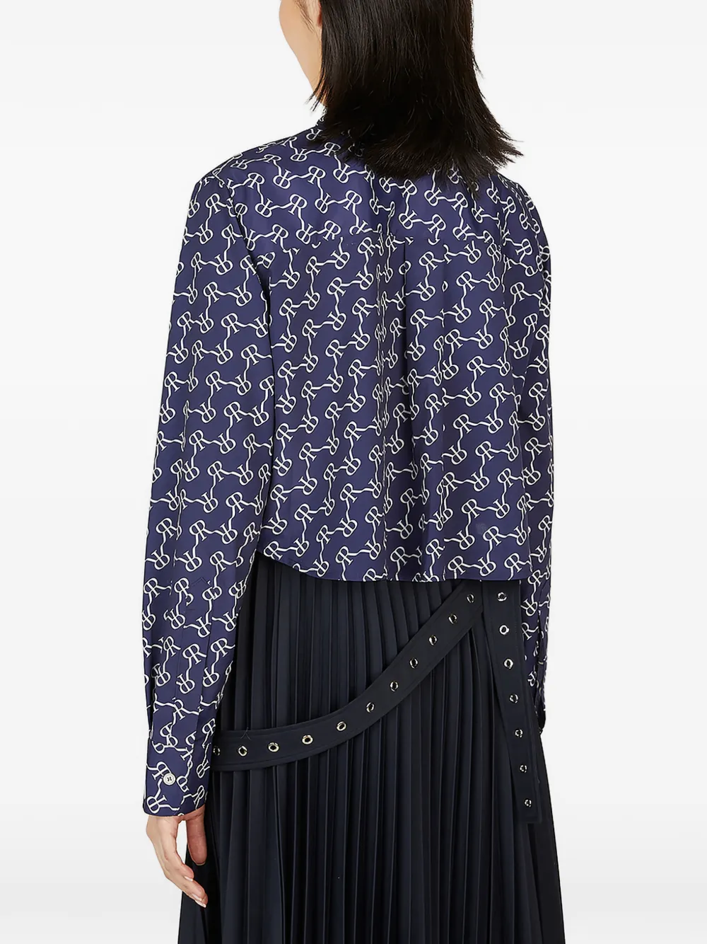 Rokh Blouse met monogram-print Blauw