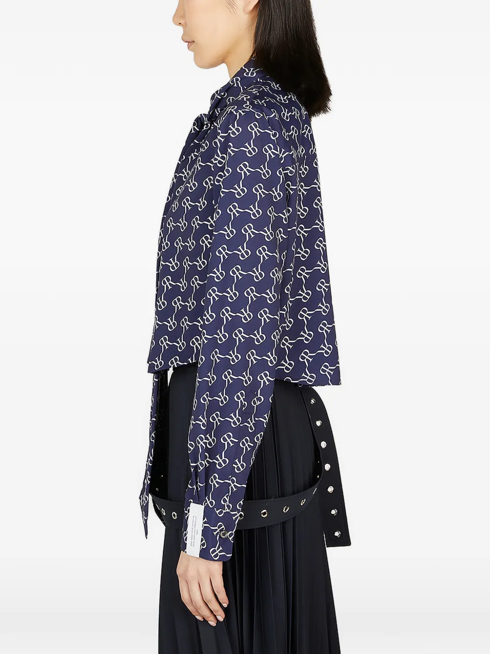 Rokh Blouse met monogram-print Blauw