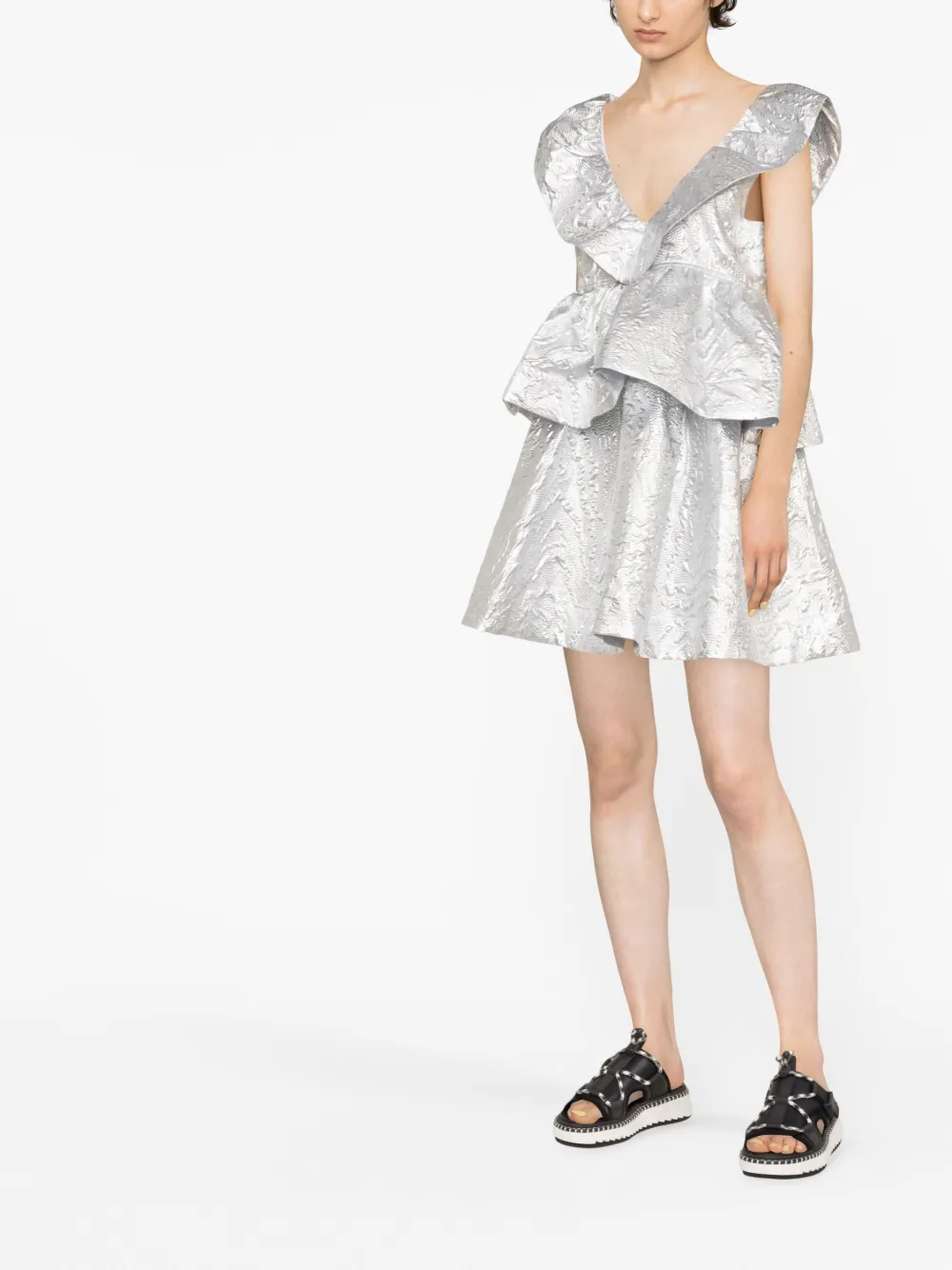 GANNI Metallic jurk - Zilver