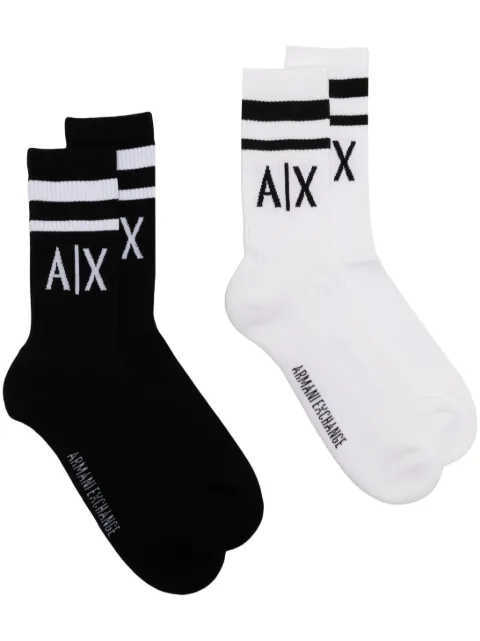 Armani Exchange ribbstickad strumpor med logotyp