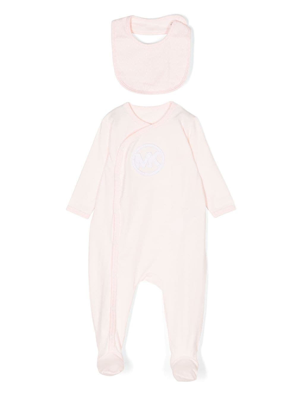 Michael Kors Logo-detail Stretch-cotton Babygrow Set In Pink