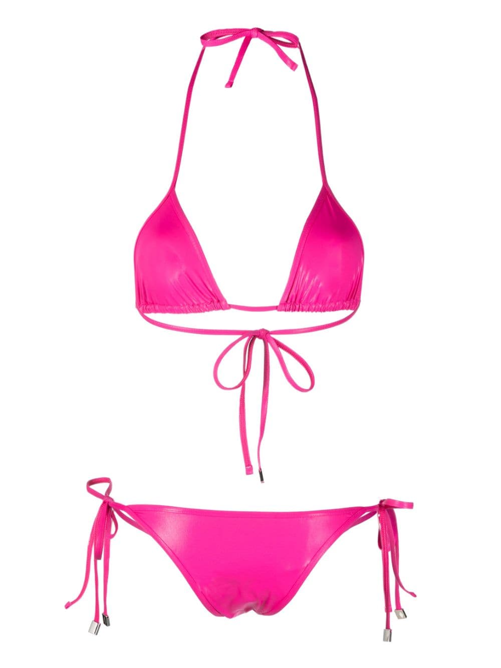 Shop Attico Triangle Cup Side-tie Bikini In Rosa