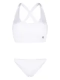 The Attico logo patch ribbed bikini - White