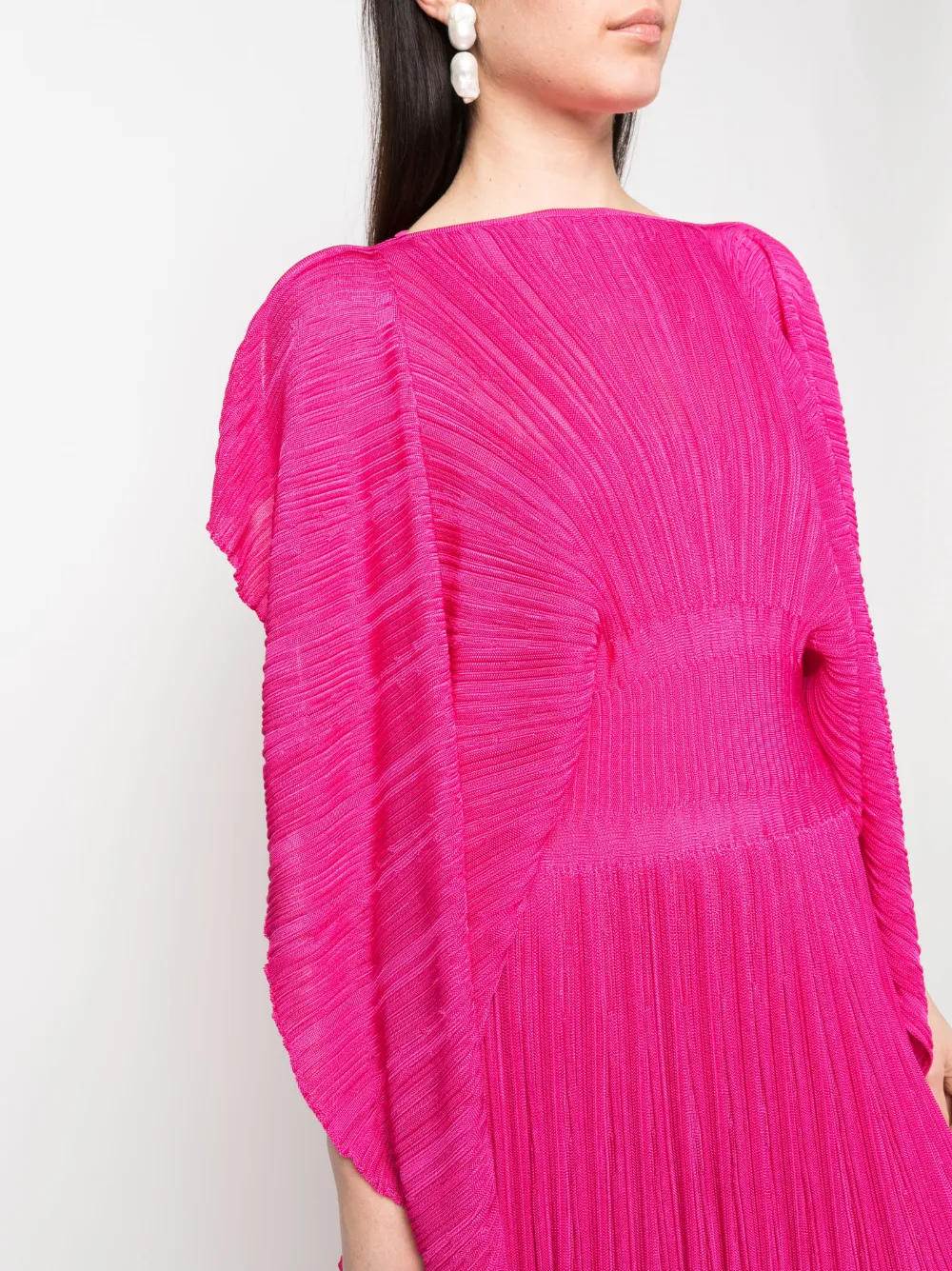 Shop Antonino Valenti Fully Pleated Slit-sleeve Dress In Rosa