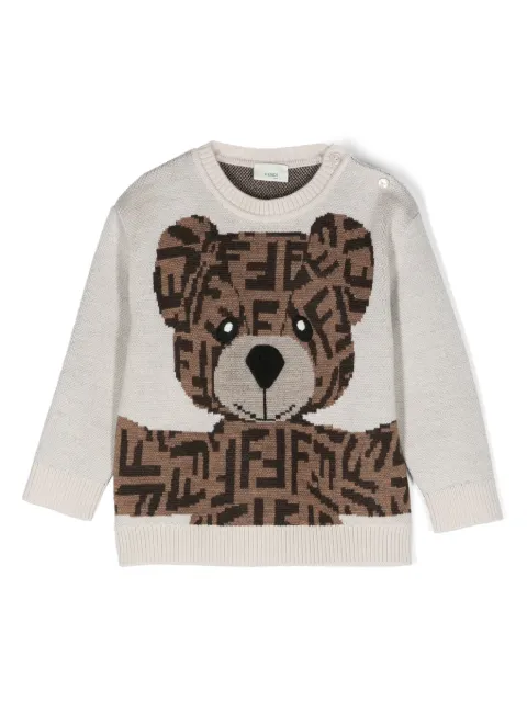 Fendi Kids كنزة بزينة تيدي وطبعة مونوغرام
