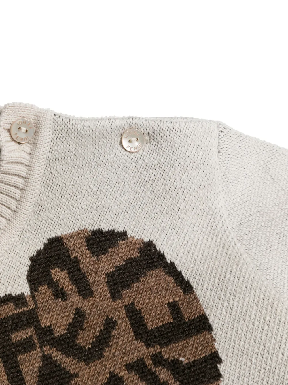 Shop Fendi Teddy Bear Monogram-print Jumper In Neutrals