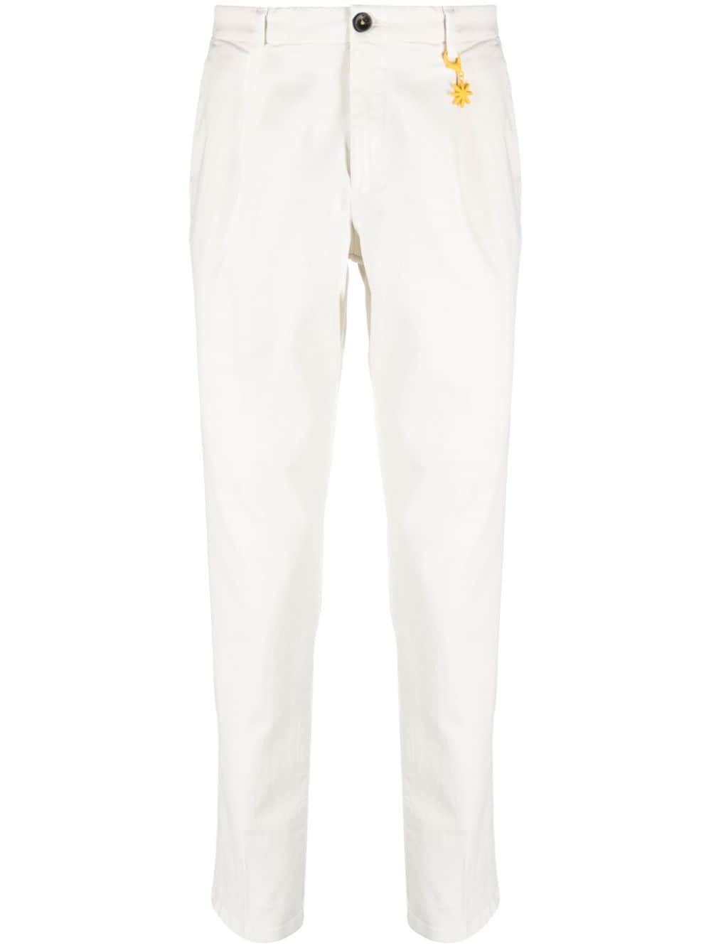 Manuel Ritz Logo-charm Cotton Trousers In White