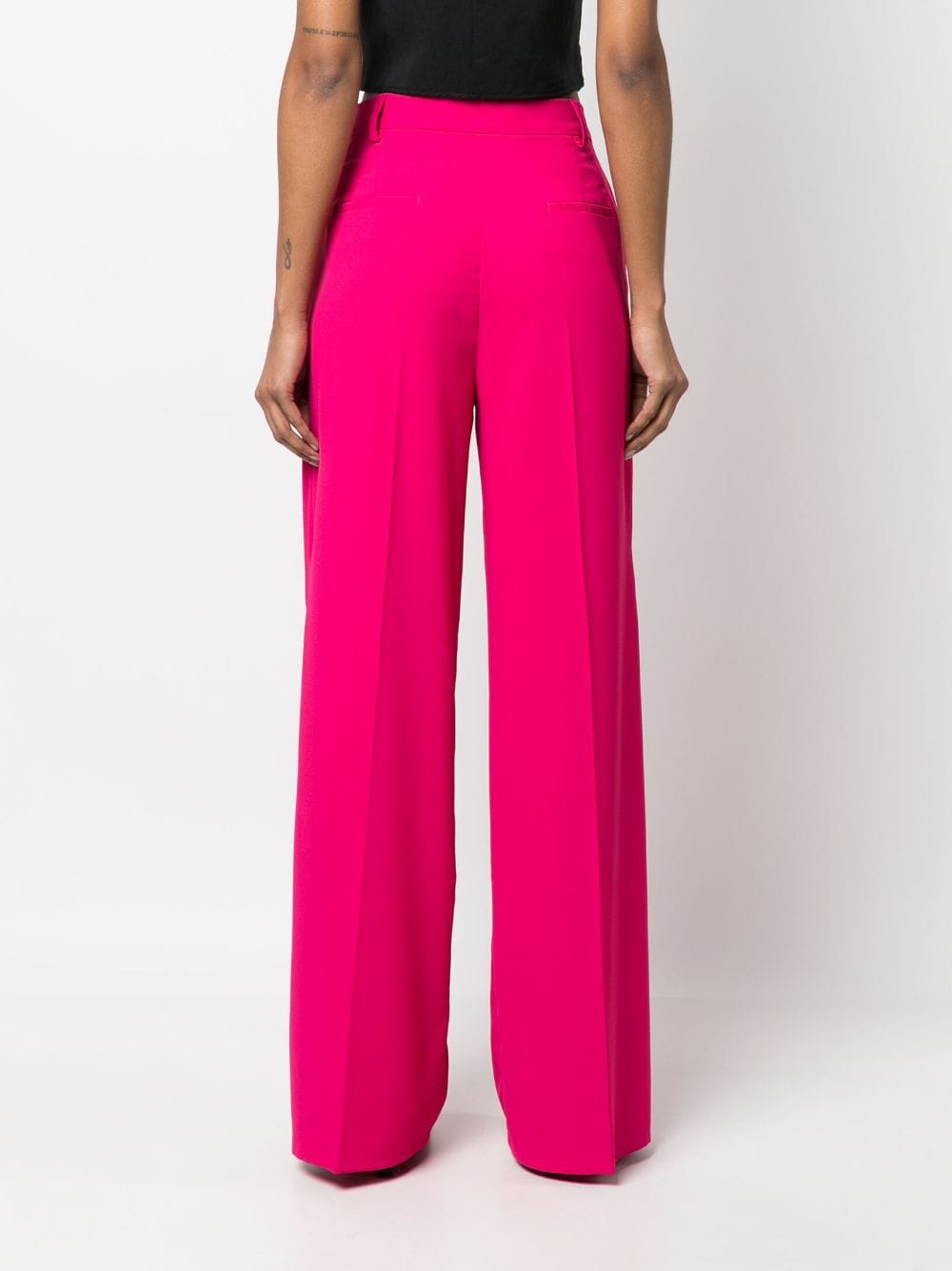 Shop Pinko High-waisted Wide-leg Trousers In Rosa