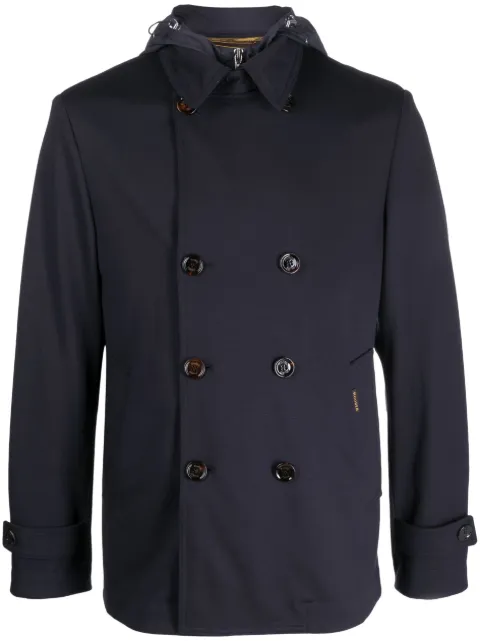 double-breasted hooded jacket
