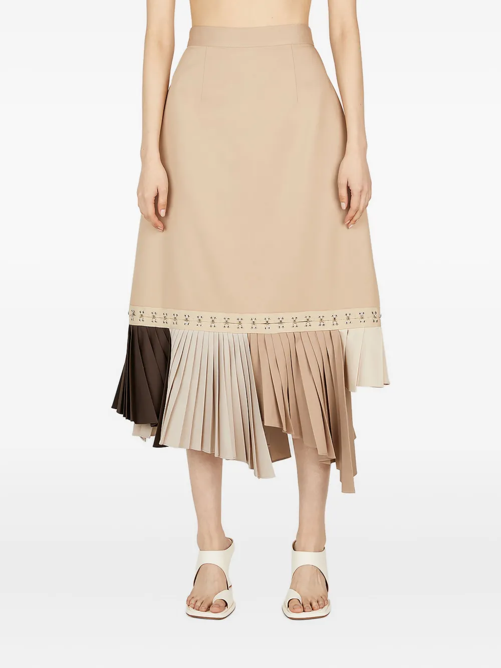 Rokh pleated embellished skirt Beige