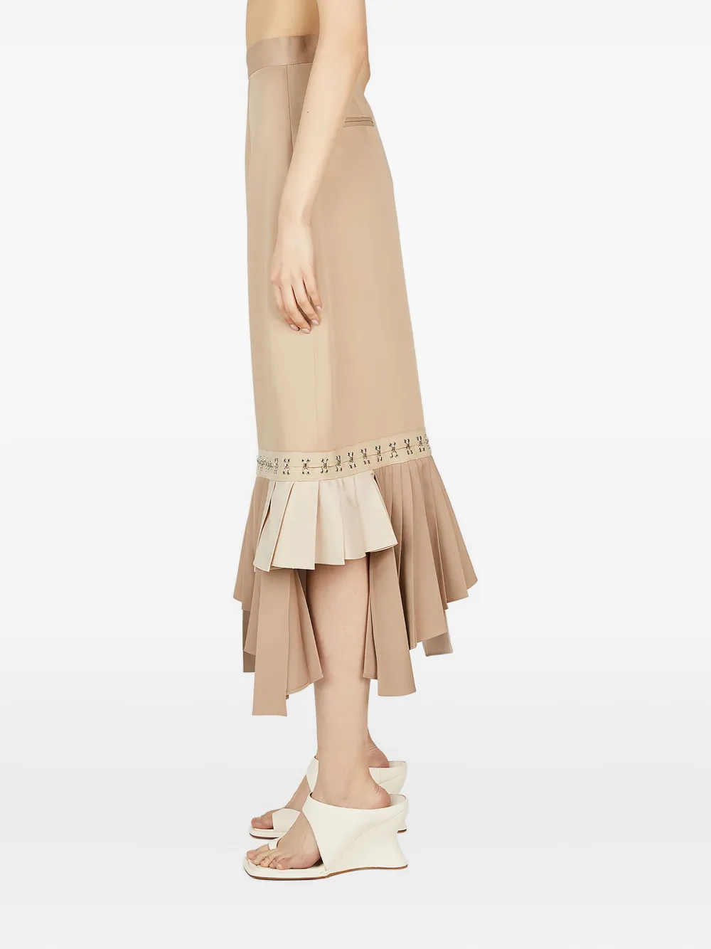 Rokh pleated embellished skirt Beige