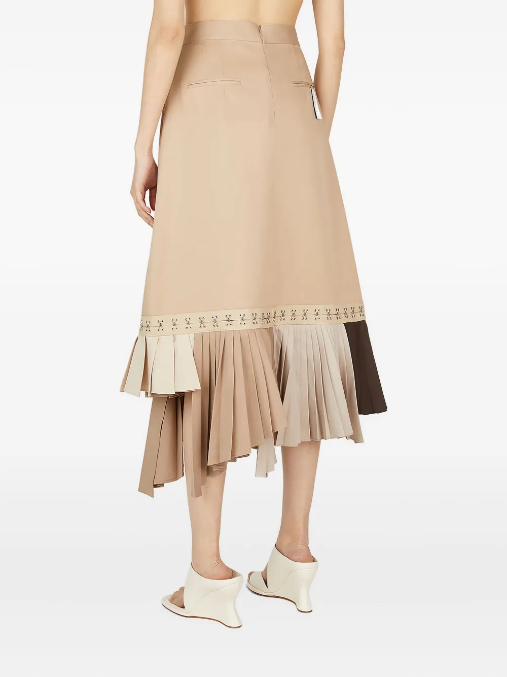 Rokh pleated embellished skirt Beige