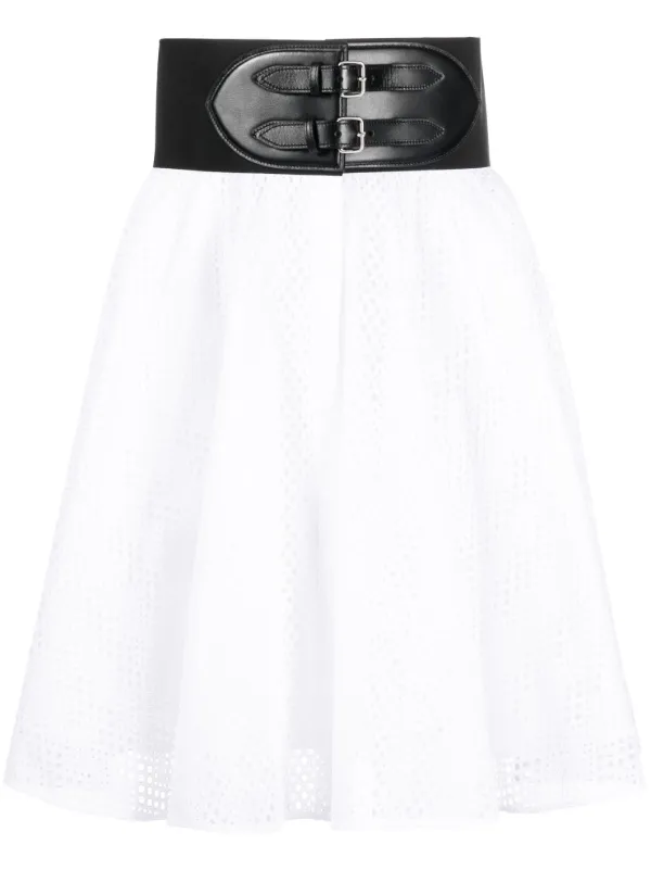 Alaïa belted flared skirt
