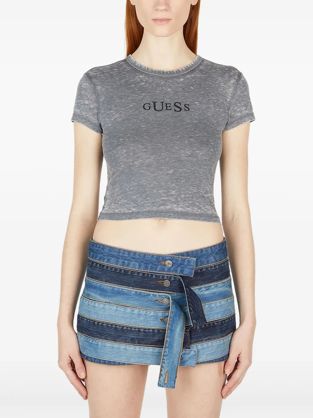 GUESS USA T-shirt met logoprint Grijs