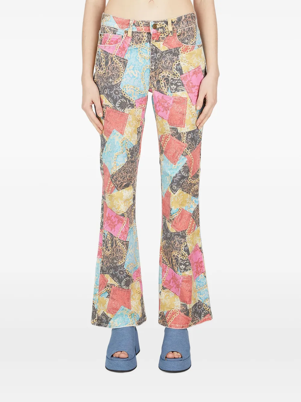 GUESS USA Flared jeans met print Zwart