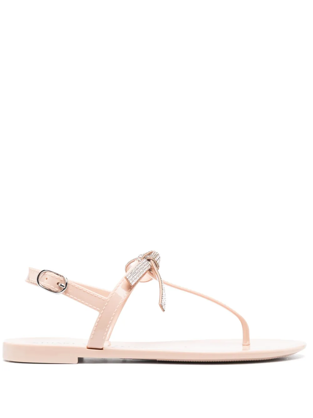 Stuart Weitzman Crystal-embellished Thong-strap Sandals In Neutrals