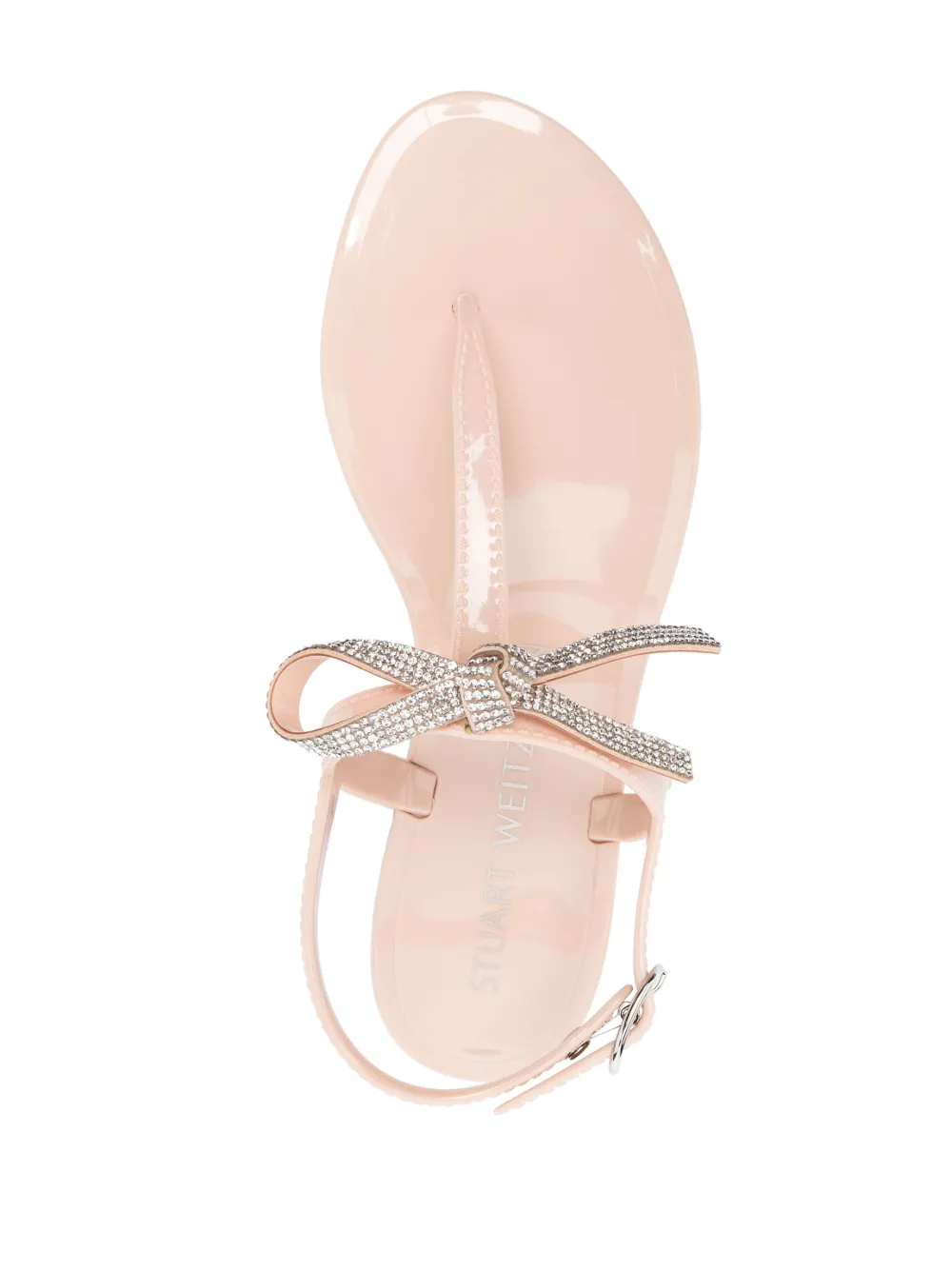 Stuart Weitzman Crystal-embellished Thong-strap Sandals In Neutrals