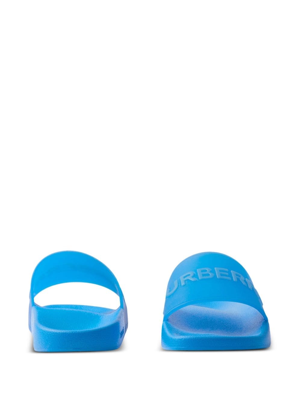 Shop Burberry Logo-detail Open-toe Slides In Blue