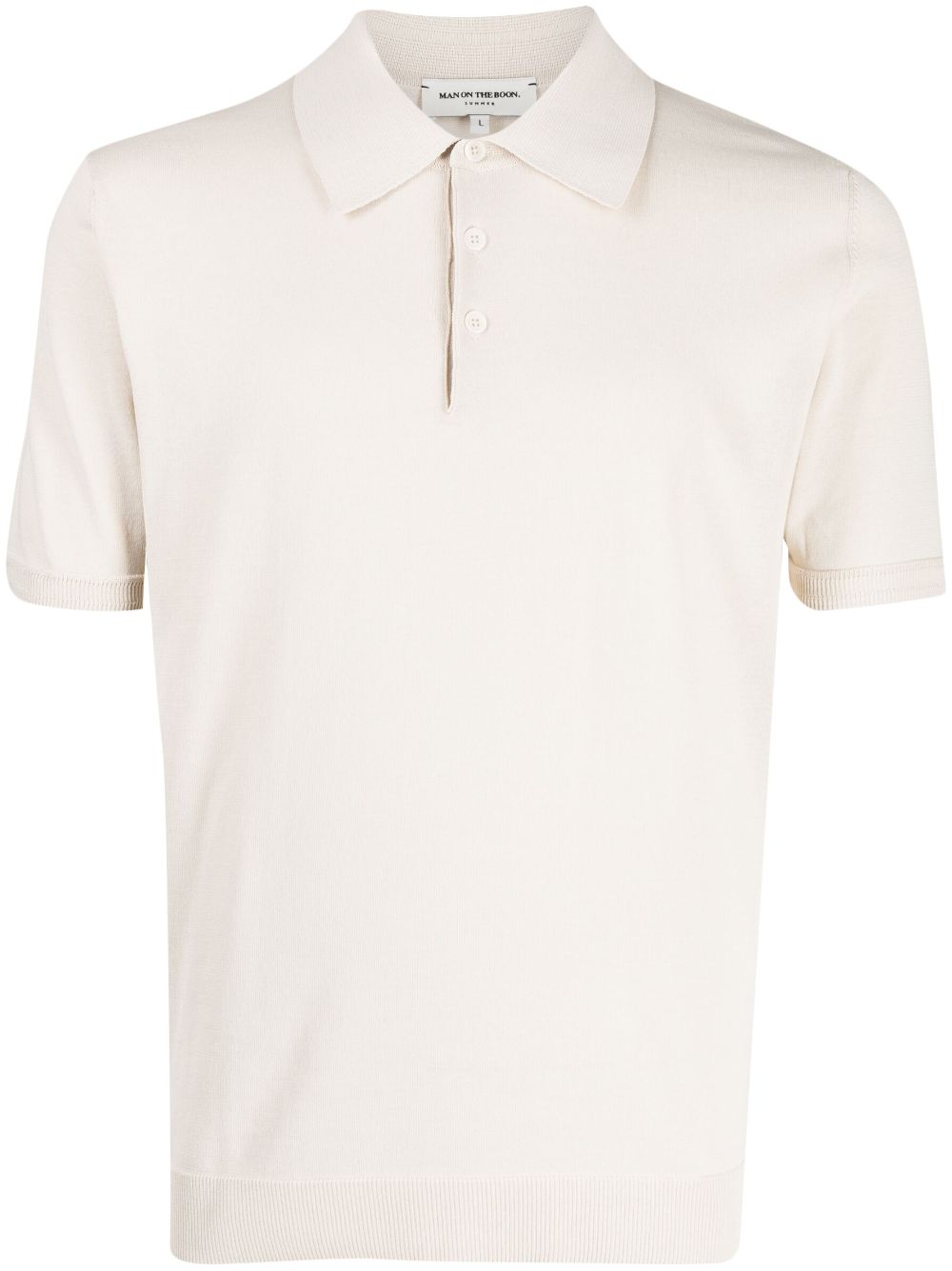 Man On The Boon. Short-sleeve Knitted Polo Shirt In White