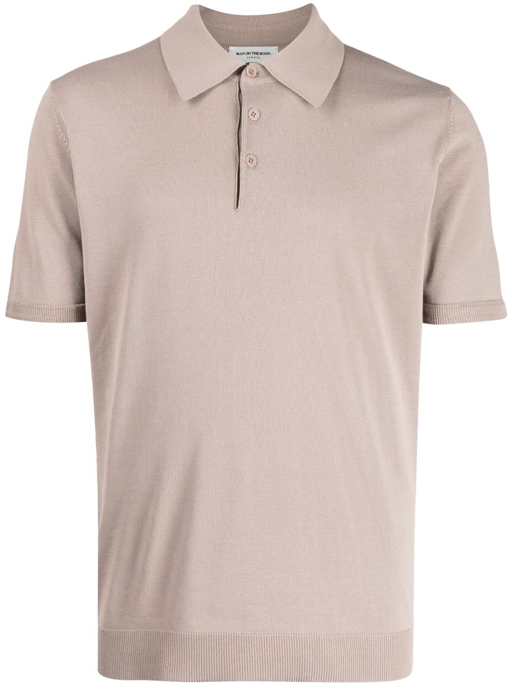 Man On The Boon. Short-sleeve Knitted Polo Shirt In Brown