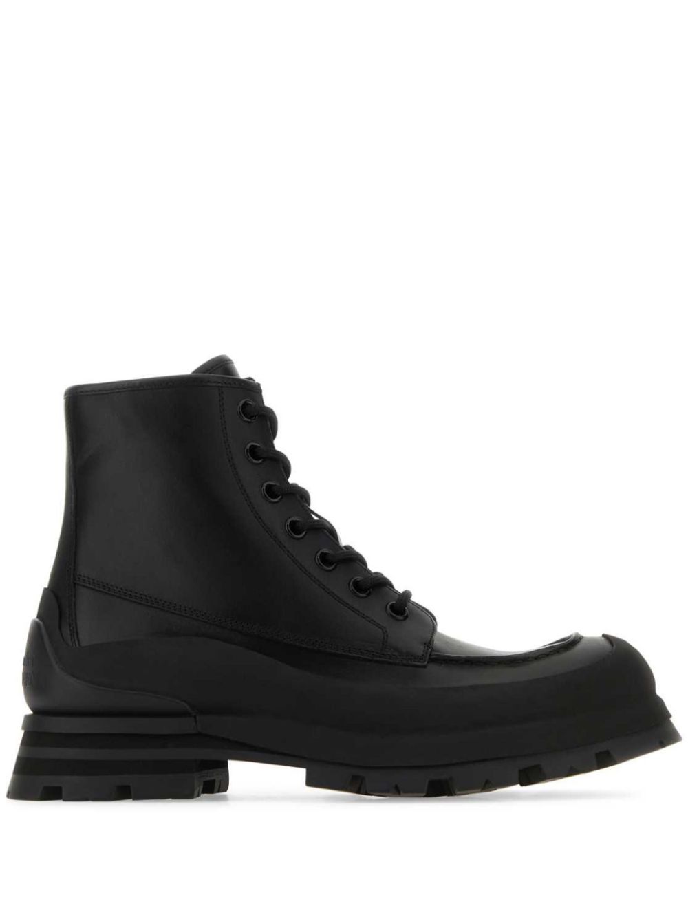 logo-embossed leather combat boots