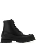 Alexander McQueen logo-embossed leather combat boots - Black